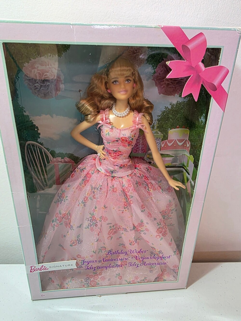 Barbie Signature: Birthday Wishes Discontinued Pink Floral Party Doll Dress NWT